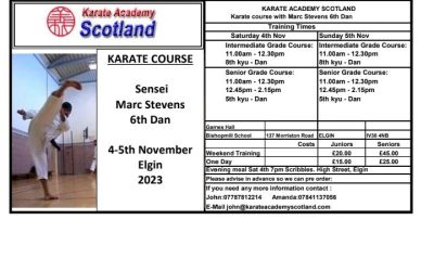 Upcoming Course : Marc Stevens 6th Dan in Elgin